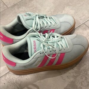 Adidas Women's VL court Baby Blue and Pink Sneakers